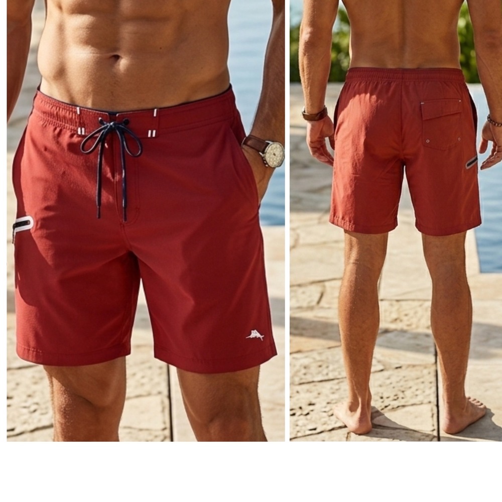 Tommy Bahama Molokai Unlined Boardshorts 9 Baked Apple Red Mens‎ 38 ST924842 NEW
